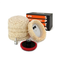 Spta Wool Polishing Pad 5Pcs 375Mm 100 Natural Wool Buffing Pad 1Pc Hookloop