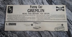 AMT 1973 Gremlin Funny Car Model Kit-Instructions Only