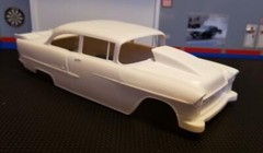Resin Rear Spoiler & Outlaw Hood Combo for ’55 Chevy Bel Air Sedan 1/25.