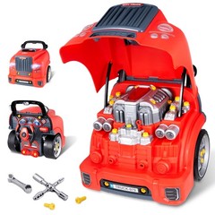 Interactive Truck Engine Toy with Removable Parts – Lights, Large, Red