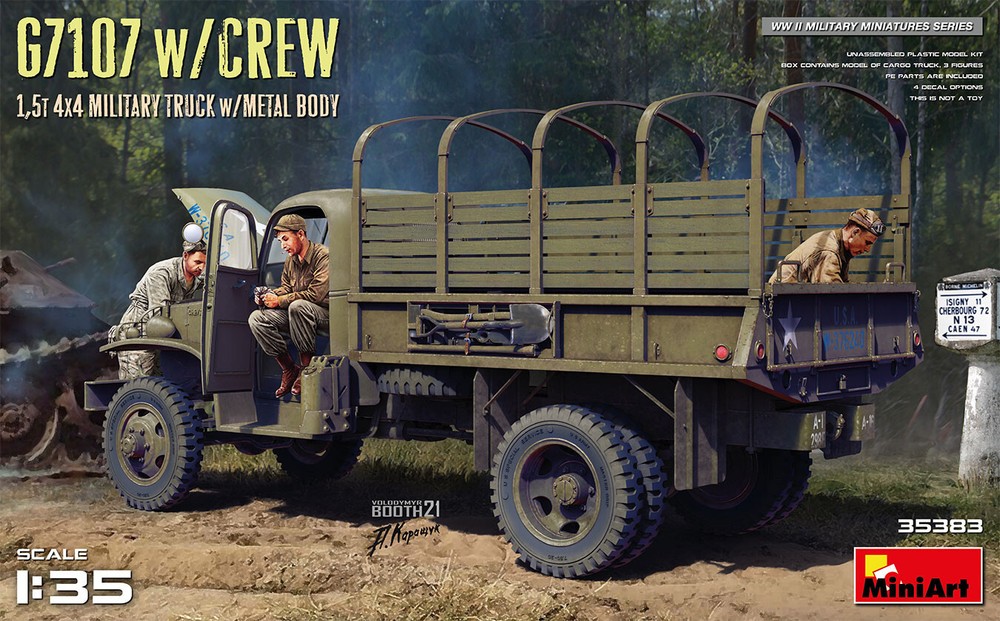 MiniArt 1/35 35383 WWII US G7107 1.5t 4X4 Cargo Truck w/Metal Body & 3 Crew