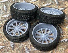 1/24 Scale: 21/20 inch Rambler Wheels/tires for Model Car. Resin; 1/25; 3D Print