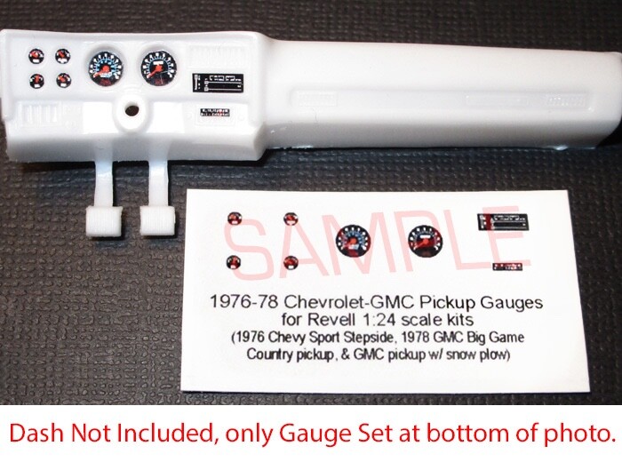 1976 and 1978 CHEVROLET & GMC PICKUP GAUGE FACES for 1/24 scale REVELL kits—READ