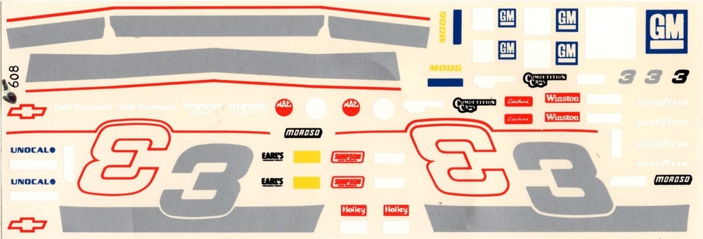 Fred Cady No. 608 1:24th. or 1:25th. #3 Chevy Dale Decals NOS Decal