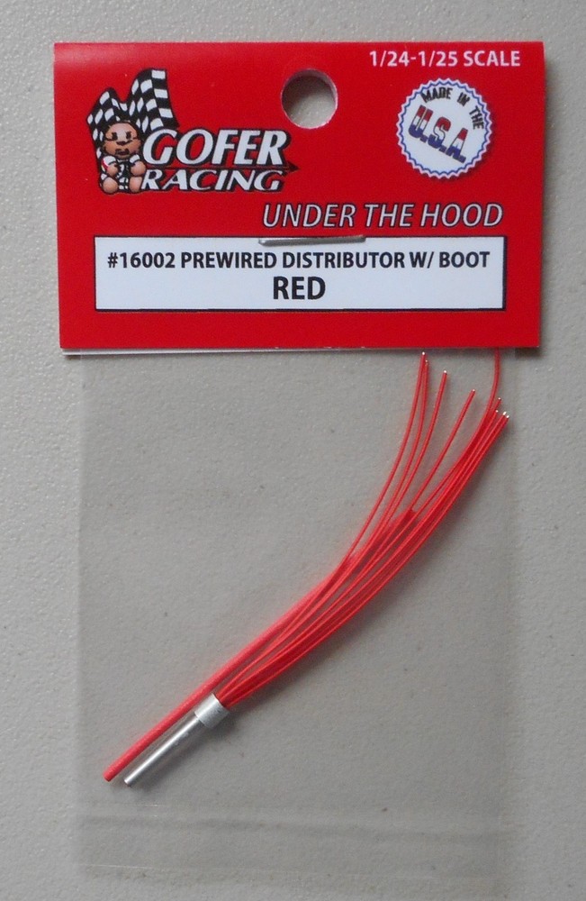 RED PREWIRED DISTRIBUTOR w BOOT 1:24 1:25 GOFER RACING CAR MODEL ACCESSORY 16002