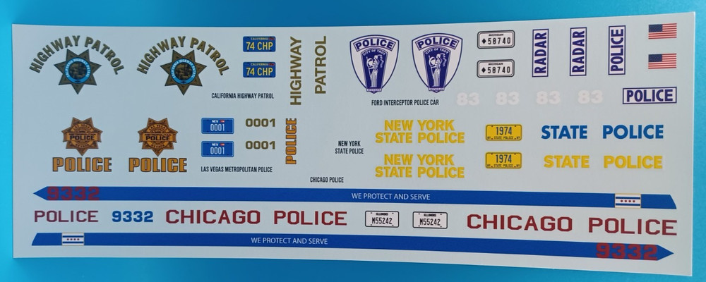 AMT | No. 788 | 1:25 1970 Ford Galaxie 500 Ford Interceptor Police Car Decals