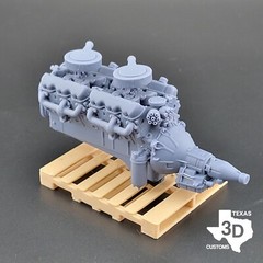 GMC V12 702 with stock intakes model engine resin 3D printed 1:24-1:8 scale