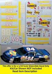 NASCAR DECAL #98 SUNOCO 1988 BUICK REGAL BRAD NOFFSINGER -1/24 POWERSLIDE