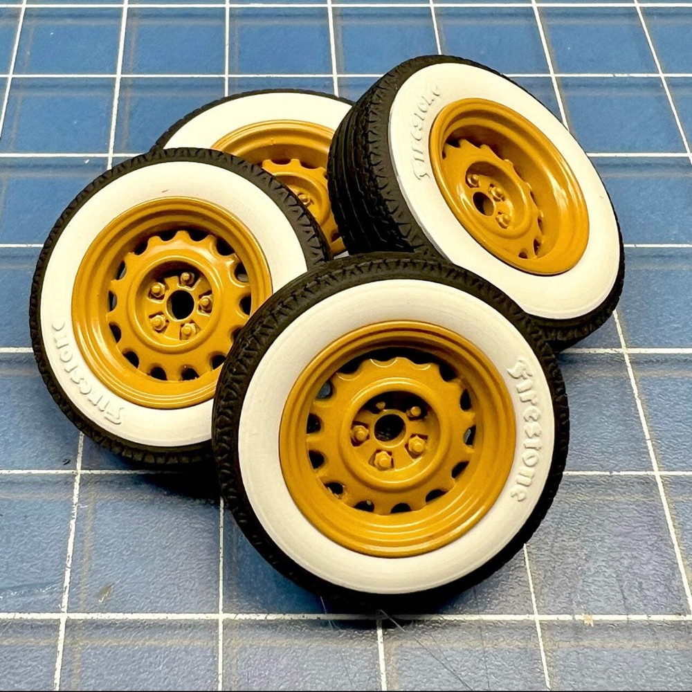 Artillery Wheels w/ Vintage Firestone Tires 1/25 1/24 – SOLD IN PAIRS