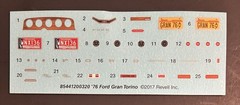 76 ford Grand Torino DECAL SHEET 1-#120 1620A Model Car Parts