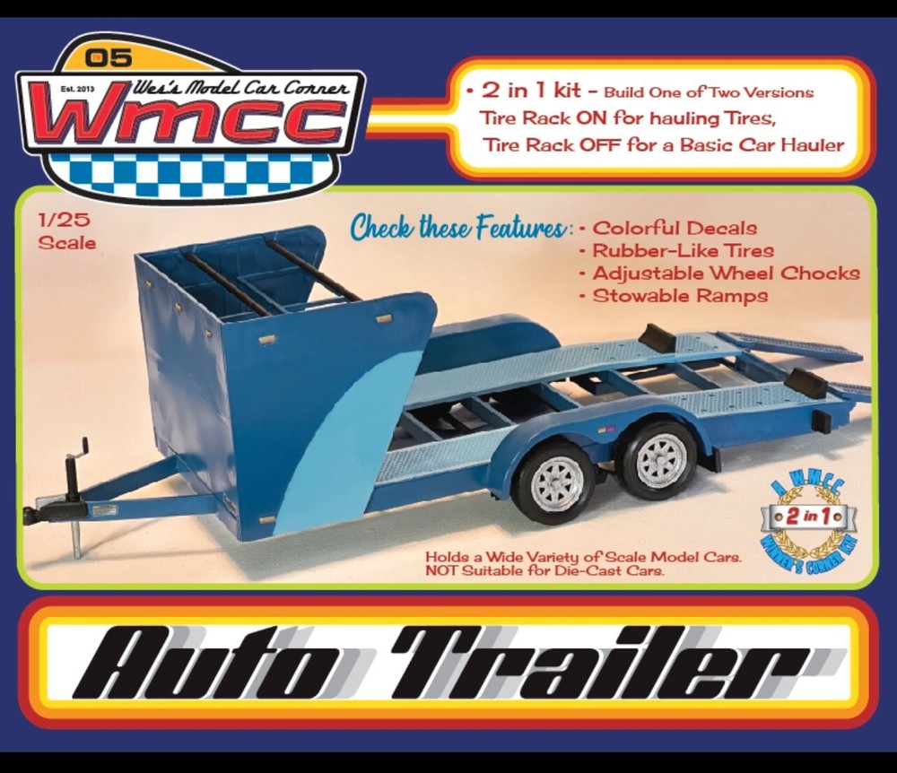 Wes’s Model Car Corner 1:25 SCALE Auto Trailer Kit #100AT1~NEW in BOX