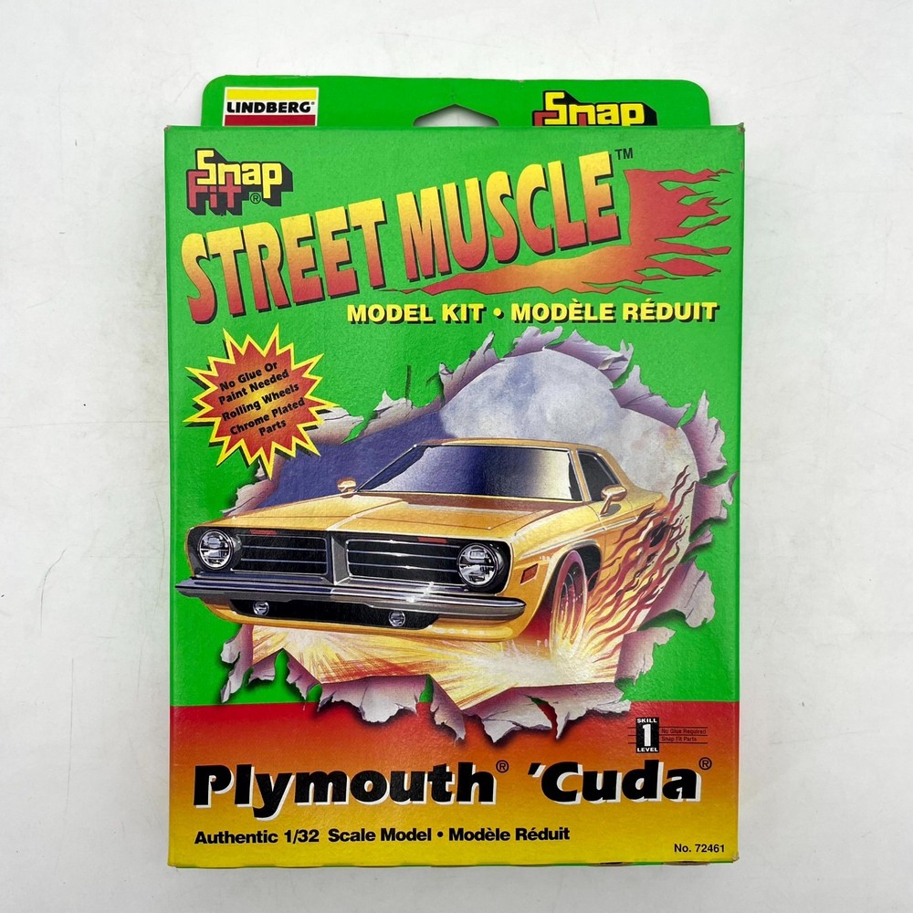 Lindberg Snap-Fit Street Muscle Plymouth ‘Cuda 1/32 Scale Car Model Kit #72461