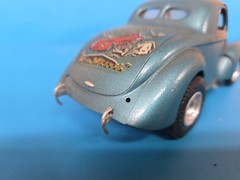 Vintage AMT 1940 Willys Coupe Gasser Built Up 1/25 Blue A/GS Evil Weevil Decal