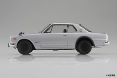 Aoshima 1/24 RAKUPLA SNAP CAR KPGC10 SKYLINEHT 2000GT-R 1971 SILVER Kit 01-SI
