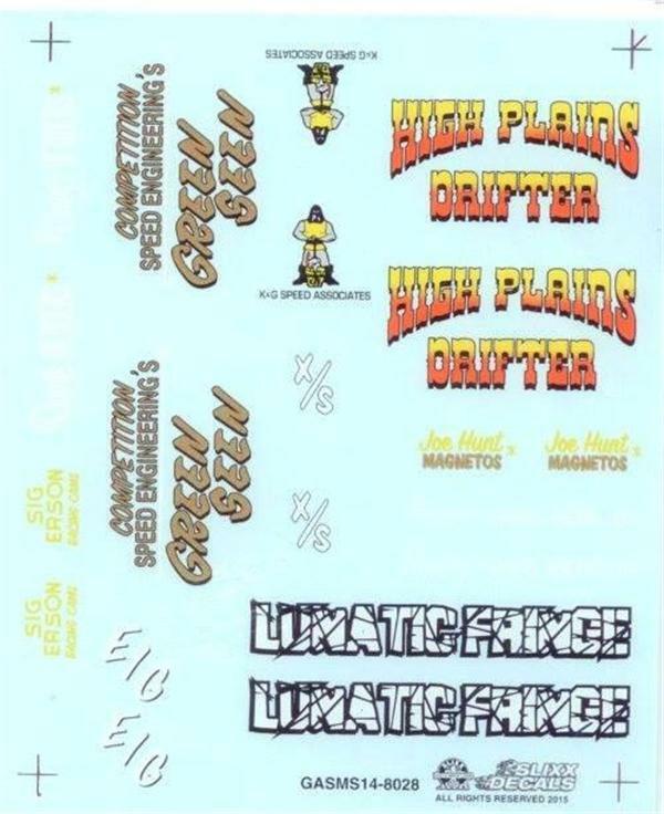 Slixx 8028 Gasser Mini Sheet #14 1/24 1/25 Drag decal