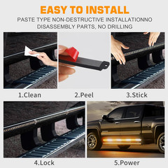 70″ LED Strobe Lights 2PCS – Amber/White Emergency Safety for Trucks & Vehicles