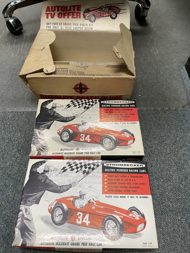 Strombecker Maserati 250F Slot Car Kit Racing 1/24 NOS 1959 Autolite Promo NIB