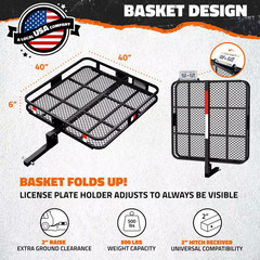 40-In. X 40-In X 6-In. Square Cargo Carrier Hitch Rack W/ 30 Cu Ft. Square Carri