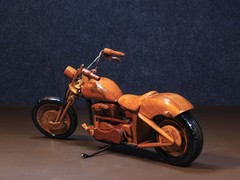 Chopper Bike Miniature Wood Model | Custom Cruiser Motorcycle Decor
