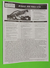Instruction Sheet Jungle Jim Chevy Vega Funny Car 1/16 Same as REVELL