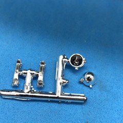 2) MPC 32 Ford Chrome Headlights W Frame Mount Brackets 1:25 LBR Model Parts