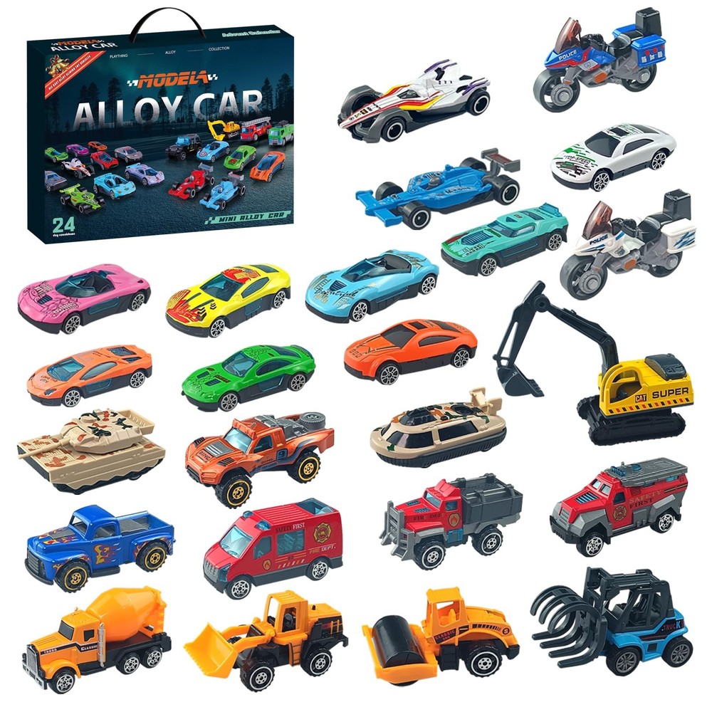 Advent Calendar 2025 for Kids Alloy Car Engineering Set Boys coloful
