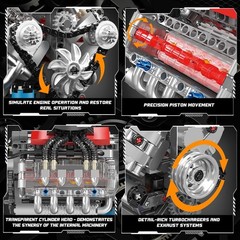 Realistic V8 Engine Model with Moving Parts – Perfect STEM Gift for Enthusiasts