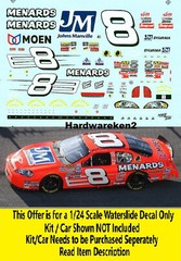 NASCAR DECAL # 8 MENARDS JOHNS MANVILLE 2007 BGN MONTE CARLO DALE EARNHARDT JR.