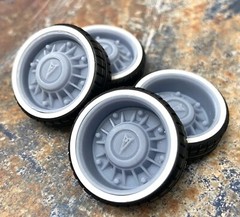 Resin 22 In. Pontiac 8-lug Restomod Wheels, W/One In. Whitewalls,1/24 1/25 Scale