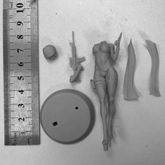 1/24 Scale Resin Figure Model Kit Game Female Gunner Unassembled, Unpainted Kit.