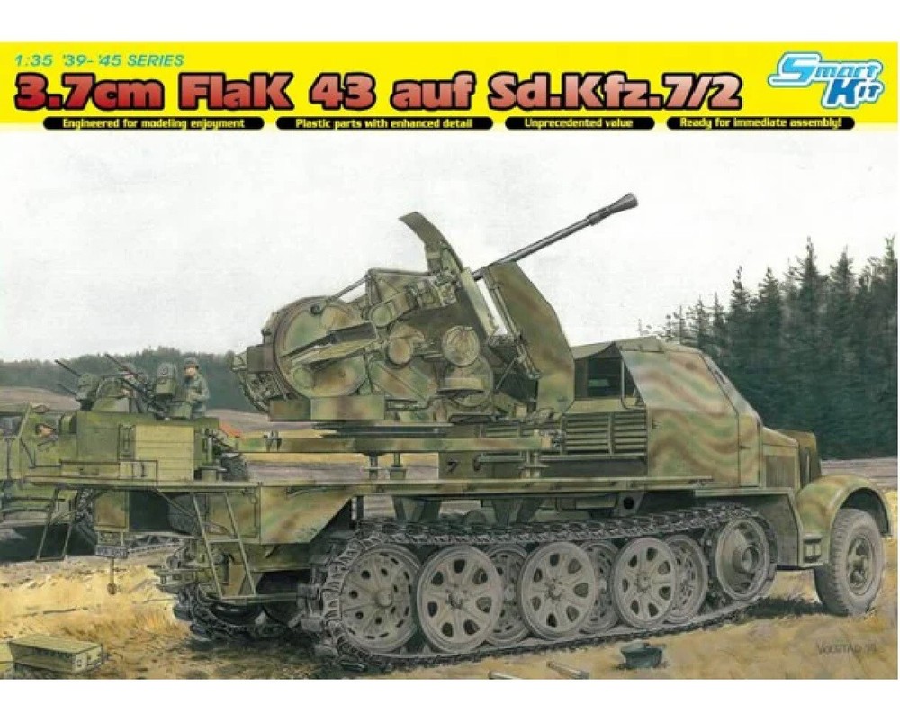 Dragon 1/35 3.7cm FlaK 43 auf Sd.Kfz.7/2 🧶Upgrade: Magic Track🧶#6553📌USA📌