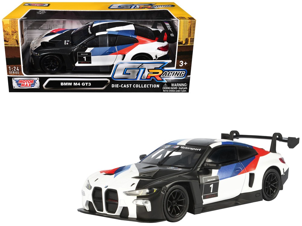 Motormax 73912 1/24 BMW M4 GT3 #1 White with Black Blue and Red