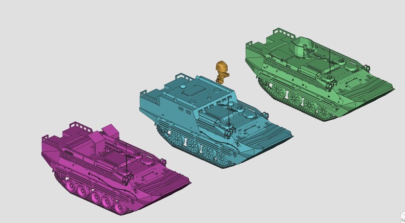 1/ 700/350 63C IFV 81C Amphibious Command Car 70 Amphibious SPH Unpainted Model