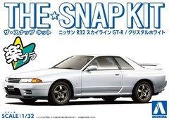 AOSHIMA 1/32 The Snap Kit Nissan R32 Skyline GT-R Crystal White 14-B Plastic Mod