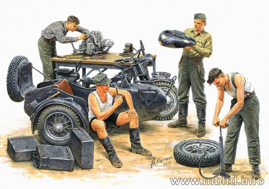 Master Box 3560 – 1/35 – German Motorcycle Repair Crew
