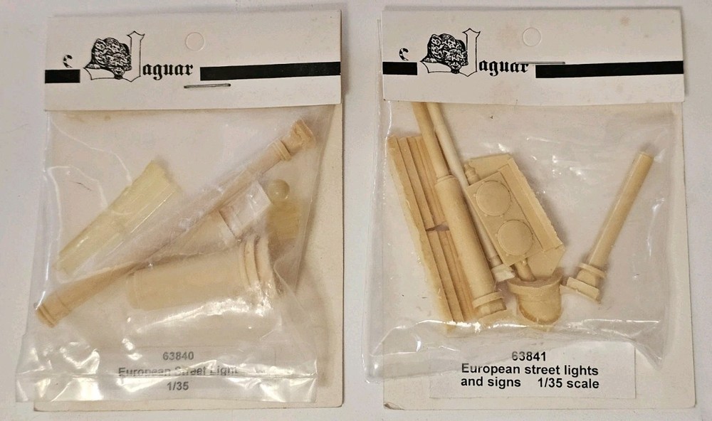 (2) packages Jaguar 1:35 European Street Lights and Signs – New, Resin