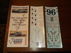 Ray Elder #96 1967 RACING FARMERS Dodge Charger 1/24th scale decals LoboGraphix