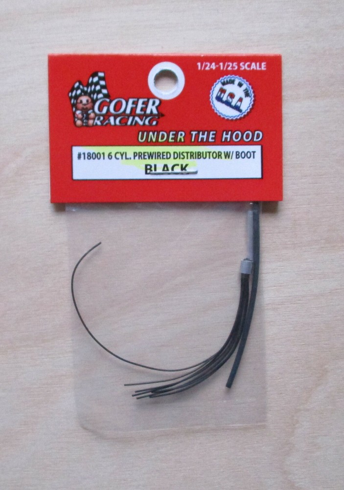 BLACK PREWIRED 6 Cy DISTRIBUTOR BOOT 1:24 1:25 GOFER RACING CAR MODEL PART 18001