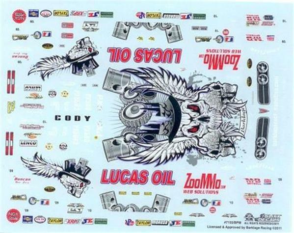 Slixx 7155 Lucas Oil 68 Firebird Pro Mod-Cody Barklage 1/25 Drag decal