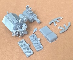 Resin Supercharged Ford Flathead engine for scale model cars, 1/24 1/25 scale.
