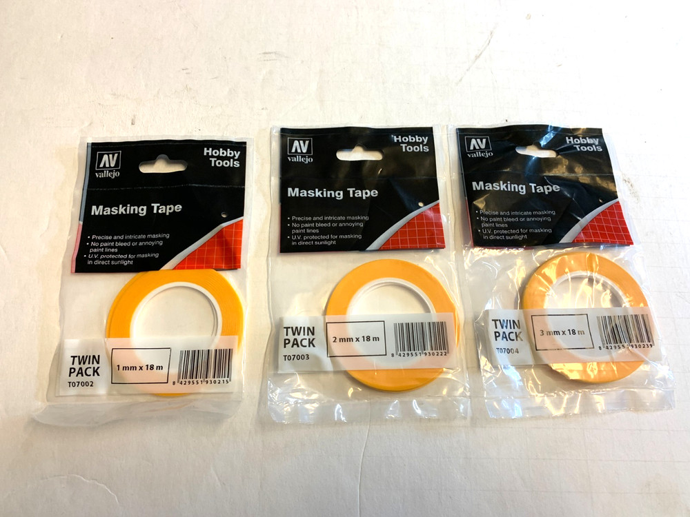 3 Vallejo Masking Tape 1mm 2mm 3mm Twin Packs 36 Meters Each
