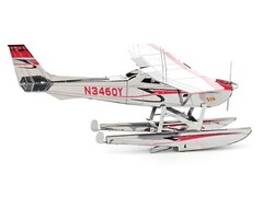 CESSNA 182 FLOATPLANE WHITE & RED STEEL MODEL KIT BY METAL EARTH MMS111