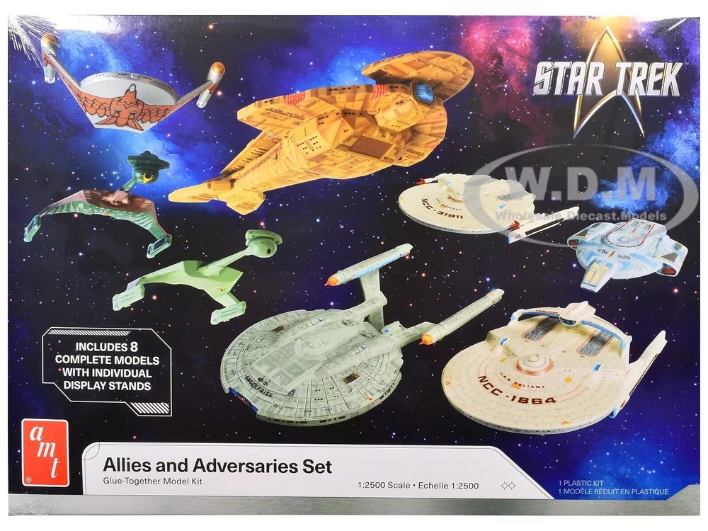 SKILL 2 MODEL KIT ALLIES & ADVERSARIES SET “STAR TREK” 1/2500 BY AMT AMT1443