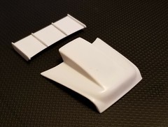 Resin Rear Spoiler & Outlaw Hood Combo for ’55 Chevy Bel Air Sedan 1/25.