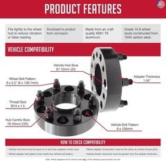 Wheel Accessories Parts 4 Pcs Hub Centric Wheel Spacers 6 on 135mm 1.50 Inch