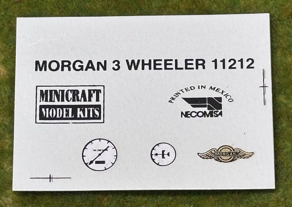 Minicraft 1935 Morgan Super Sports 3 Wheeler 1:16 Scale #11212 DECALS ONLY 1998