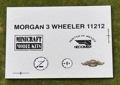 Minicraft 1935 Morgan Super Sports 3 Wheeler 1:16 Scale #11212 DECALS ONLY 1998