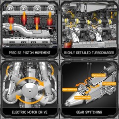 2899+ Pcs Visible V8 Internal Combustion Ohc Engine Motor Working Model DIY Kit