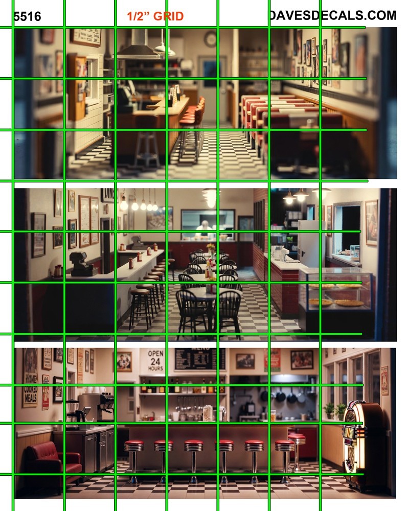 5516 DAVE’S DECALS – INTERIOR IMAGE DINER ON GLOSSY ART PAPER