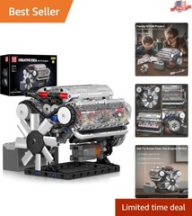 Interactive V8 Engine Model – DIY Building Kit with Moving Parts for Ages 14+